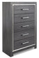 Lodanna Queen Panel Bed with 2 Storage Drawers with Mirrored Dresser, Chest and 2 Nightstands