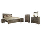 Juararo California King Panel Bed with Mirrored Dresser, Chest and 2 Nightstands