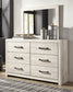 Cambeck King Panel Bed with 2 Storage Drawers with Mirrored Dresser