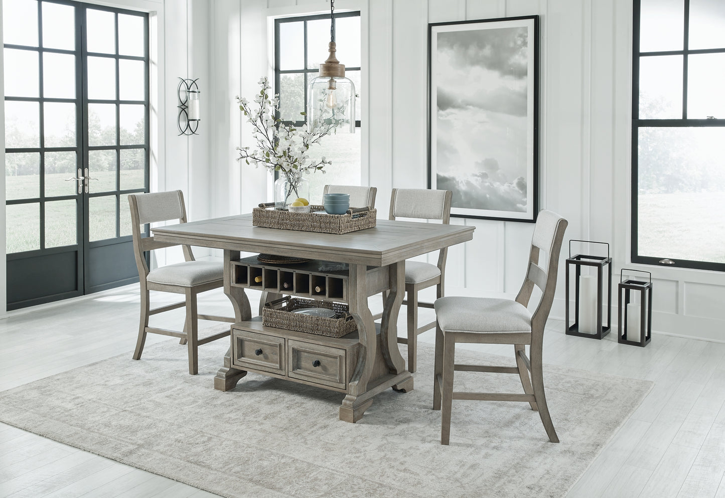 Moreshire Counter Height Dining Table and 4 Barstools